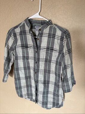Carhartt Gray and Mint Plaid Button-Down Work Shirt